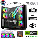 Xaser Queen X3 Ryzen 5 7500F 32GB Ram 1TB M.2 NVMe SSD 8GB RTX5060 Sıvı Soğutmalı Oyuncu Bilgisayarı