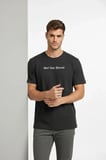 Modi Green Erkek Wafıl Kumaş Tişört Regular Kalıp Bisiklet Yaka Baskılı Günlük Basic T-Shirt - Siyah