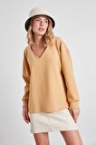 V Yaka Scuba Kumaş Sweatshirt