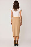 Yanı Fermuarlı Yırtmaçlı Triko Etek