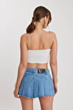 İp Askılı Pullu Crop Bluz