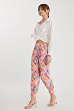 Beli Lastikli Desenli Pileli Pantolon