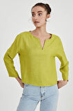 Düşük Omuz Hakim Yaka Bluz