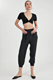 Dekolteli Büzgülü Crop Bluz