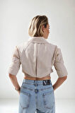 Beli Lastikli Crop Gömlek