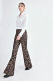 Leopar Desen İspanyol Paça Pantolon