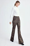 Leopar Desen İspanyol Paça Pantolon