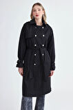 Metal Düğmeli Kemerli Trençkot