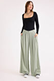Pileli Geniş Paça Pantolon