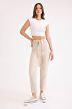 Yüksek Bel Kuşaklı Viskon Keten Pantolon