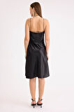 İp Askılı Midi Boy Saten Elbise
