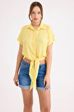 Beli Bağlamalı Kısa Kol Salaş Gömlek