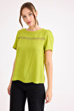 Güpürlü Kısa Kol Keten Bluz