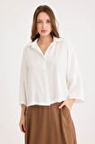 Düşük Omuz Oversize Crop Gömlek