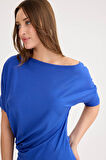 Kayık Yaka Kısa Kol Modal Bluz