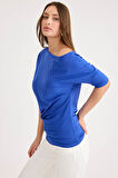 Kayık Yaka Kısa Kol Modal Bluz