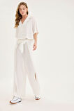 Beli Bağlamalı Krinkıl Kumaş Dökümlü Pantolon