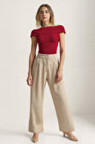 Pens Detaylı Pileli Palazzo Pantolon