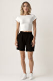 Beli Lastikli Krinkıl Kumaş Cepli Şort