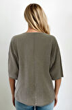 Geniş Yaka Yarım Kol Keten Bluz