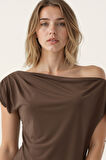 Tek Omuzu Büzgü Detaylı Bluz