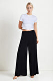Pile Detaylı Geniş Paça Pantolon