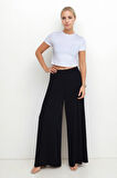 Pile Detaylı Geniş Paça Pantolon