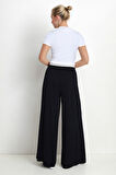 Pile Detaylı Geniş Paça Pantolon