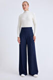 Beli Lastikli Pileli Geniş Paça Pantolon