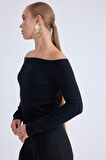 Kayık Yaka Uzun Kol Triko Bluz