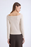 Kayık Yaka Uzun Kol Triko Bluz