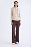 Önü Dikişli Geniş Paça Beli Lastikli Pantolon