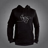 Bateri Çalan Adam Kapüşonlu Sweatshirt Hoodie Unisex Siyah
