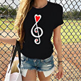 Herşey Nota Sol Anahtar Kalp T-Shirt  366