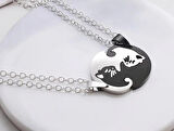 Yin-yang Cats Kedi İkili Sevgili Arkadaşlık Siyah Beyaz Unisex Kolye yinyang