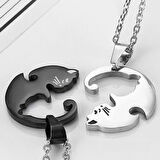 Yin-yang Cats Kedi İkili Sevgili Arkadaşlık Siyah Beyaz Unisex Kolye yinyang