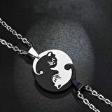 Yin-yang Cats Kedi İkili Sevgili Arkadaşlık Siyah Beyaz Unisex Kolye yinyang