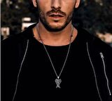 Gotik Vintage Çift Melek Kanatları PAslanmaz Çelik  Kolye