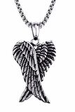 Gotik Vintage Çift Melek Kanatları PAslanmaz Çelik  Kolye