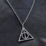 Harry Potter Ölüm Yadıgarları  Üçgen  Ortası dönen Paslanmaz Çelik Kolye