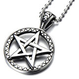 Pentagram İşlemeli Paslanmaz Çelik Kolye