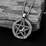 Pentagram İşlemeli Paslanmaz Çelik Kolye