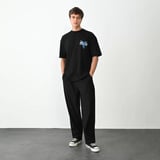 Modi Green Unisex Bisiklet Yaka Baskılı Oversize T-Shirt - Siyah