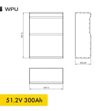 51,2V 300Ah 15.5kW LiFePO4 WPU Series Bluetooth'lu Lityum Demir Fosfat Akü/Batarya