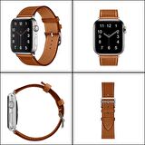 Polham Apple Watch 7-8 İle Uyumlu 41mm Retro Tasarımlı Deri Kordon, Ultra Sağlam Kilitli Kayış