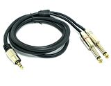 3.5mm Stereo 2x6.3mm Mono Metal Jaklı Kablo 5mt