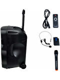 Electromaster 38CM Portatif Taşınabilir Mikrofonlu Amfili Seyyar Ses Sistemi+ Karaoke