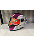 Mt Helmets Kask Mt Thunder 4 Sv Tears C8 Parlak Inci Beyaz/Pembe