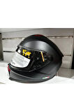 KASK SWAY SW-865 MAT SİYAH GÜNEŞ GÖZLÜKLÜ
