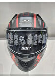 MTS Kask Mts Pro 801 Twılgh Güneş Gözlüklü Mat Gri/kırmızı